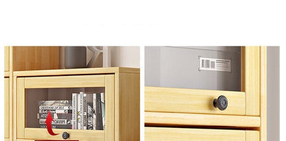 Vitrine et bibliothèque en verre Brielle en bois massif (couleur naturelle)