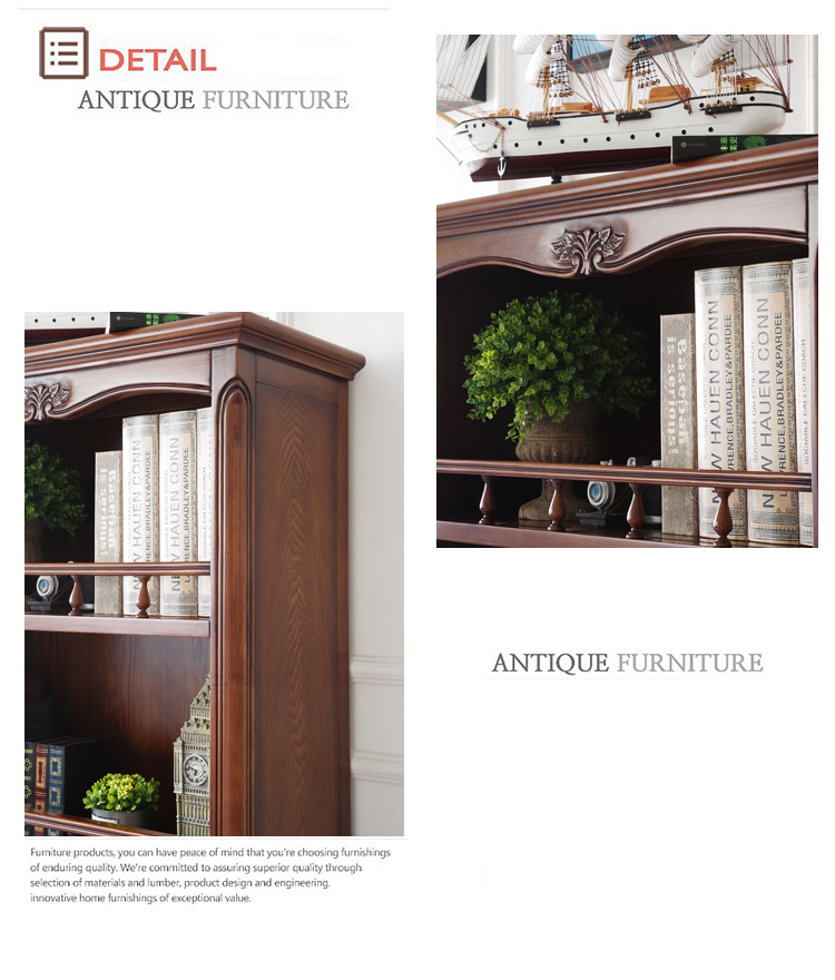 Bibliothèque Sheraton Brooklyn New York Bibliothèque rétro américaine en bois massif 