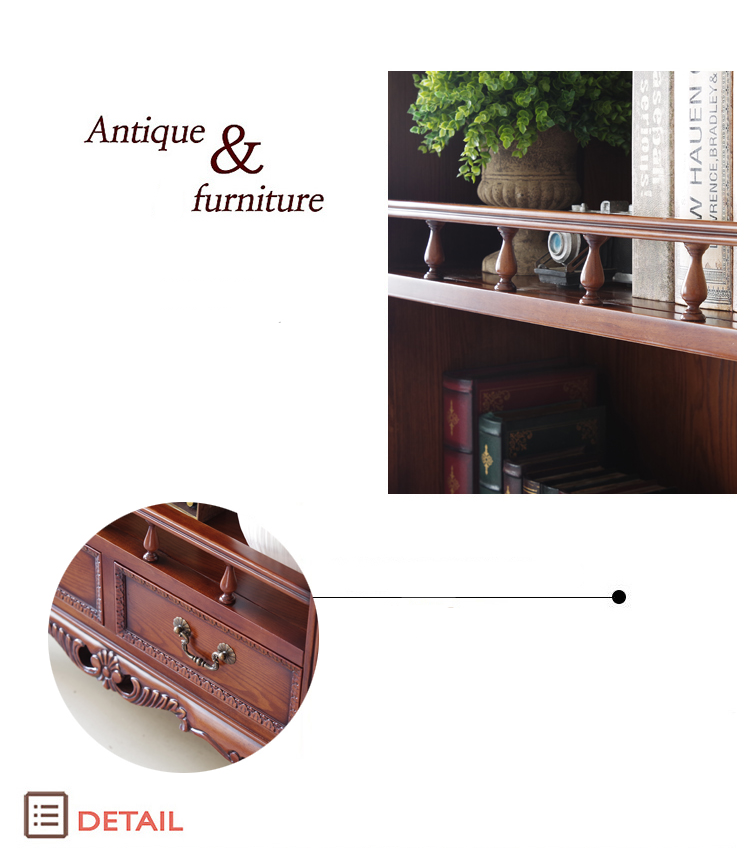 Bibliothèque Sheraton Brooklyn New York Bibliothèque rétro américaine en bois massif 