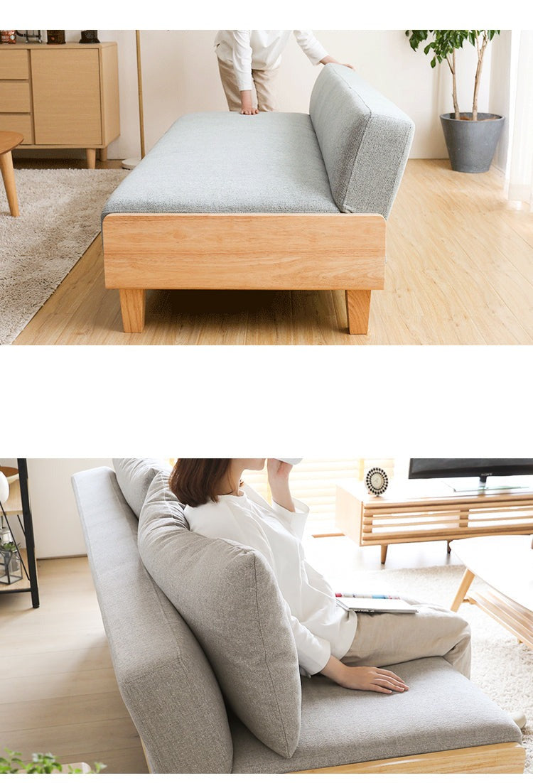 Canapé-lit BROOKLYNN RITZ en bois massif japonais scandinave (6 couleurs)