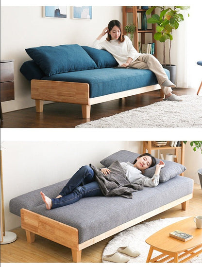 Canapé-lit BROOKLYNN RITZ en bois massif japonais scandinave (6 couleurs)