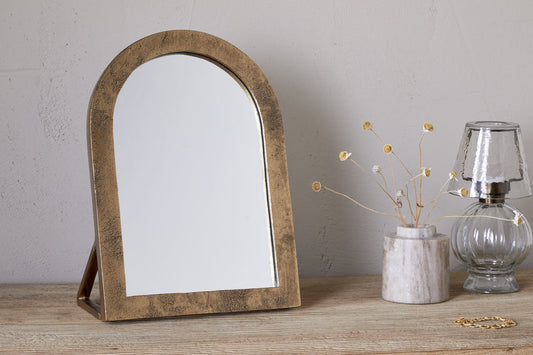 Miroir de courtoisie Cayce en aluminium moulé - Laiton antique