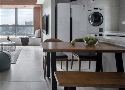 Ensemble table à manger et/ou chaise/banc en fer forgé et bois massif de style rétro nordique COOPER