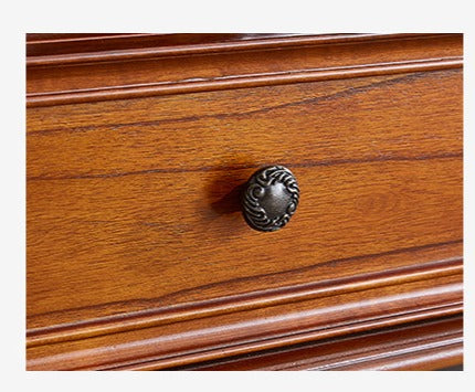 Vitrine en verre Calvin 2 tiroirs, console TV, table basse, salon de style classique américain en bois massif