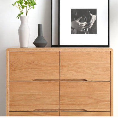 Commode Camilla RITZ en bois massif pur, style nordique japonais, 8 tiroirs, rangement, noyer, couleur cerisier 