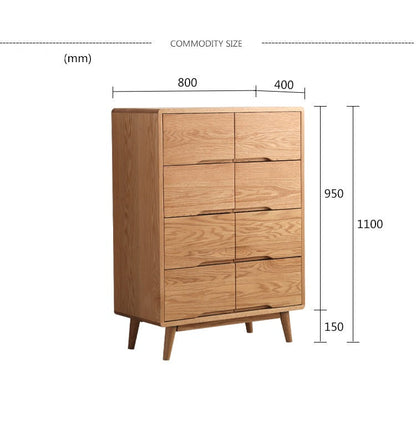 Commode Camilla RITZ en bois massif pur, style nordique japonais, 8 tiroirs, rangement, noyer, couleur cerisier 
