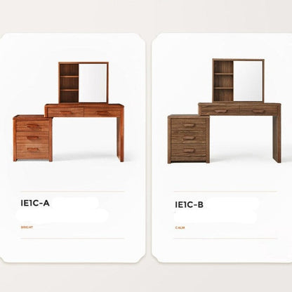 Coiffeuse en bois massif Carlie EMBASSY, meuble de rangement, miroir de courtoisie