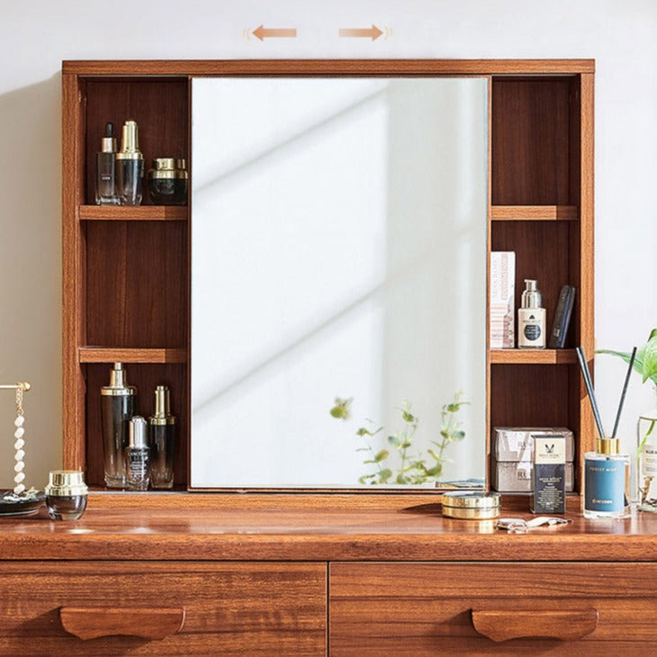 Coiffeuse en bois massif Carlie EMBASSY, meuble de rangement, miroir de courtoisie