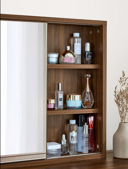 Coiffeuse en bois massif Carlie EMBASSY, meuble de rangement, miroir de courtoisie