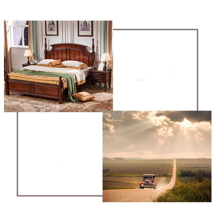 Lit DAISY Boston Hilton avec sculptures (couleur acajou)