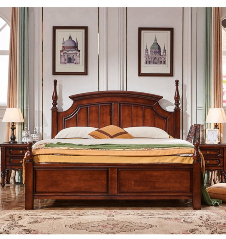 Lit DAISY Boston Hilton avec sculptures (couleur acajou)