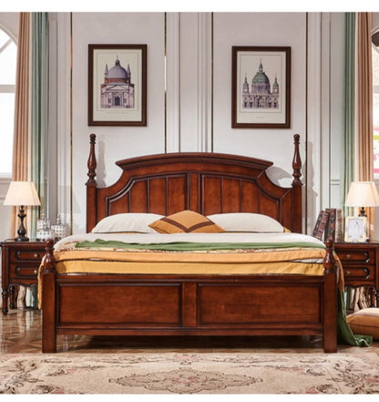 Lit DAISY Boston Hilton avec sculptures (couleur acajou)