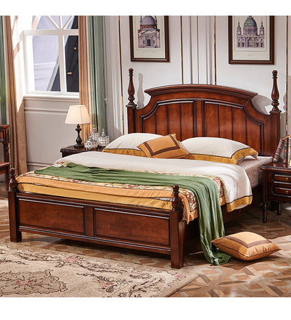 Lit DAISY Boston Hilton avec sculptures (couleur acajou)