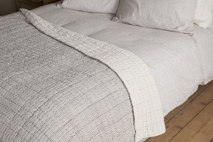 Couette Dipti en coton et lin imprimé bloc - Anthracite