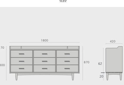 Buffet 9 tiroirs en bois dur nordique DANIELLA