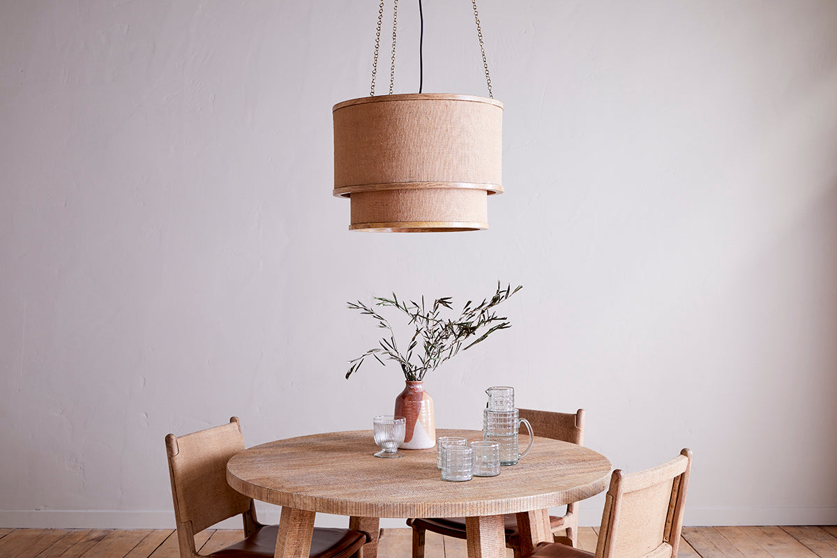 Lampe à Suspension Darat en Bois de Manguier et Jute - Naturel