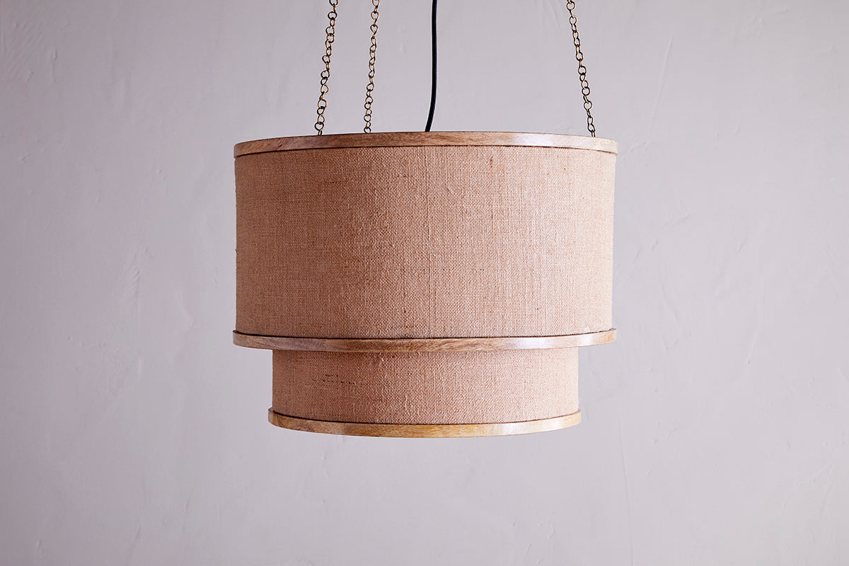 Lampe à Suspension Darat en Bois de Manguier et Jute - Naturel