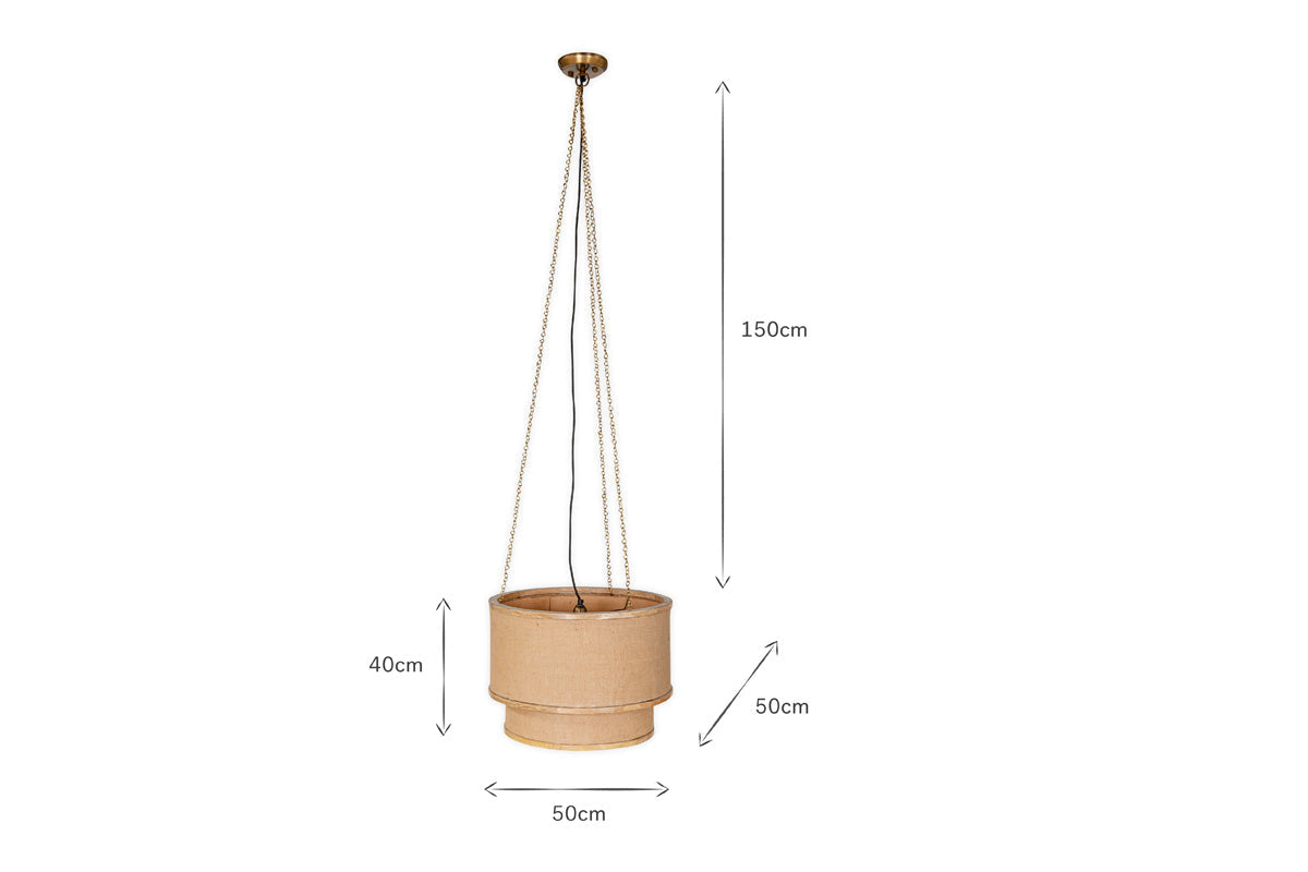 Lampe à Suspension Darat en Bois de Manguier et Jute - Naturel
