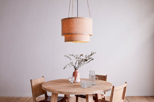 Lampe à Suspension Darat en Bois de Manguier et Jute - Naturel