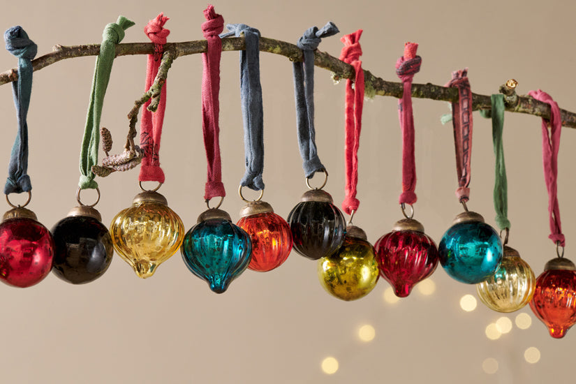 Boules de Noël en forme de goutte de rosée - Style antique - (lot de 12)