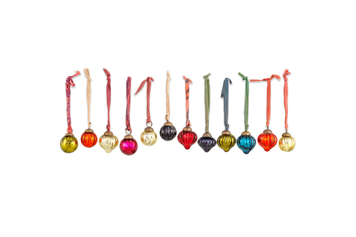Boules de Noël en forme de goutte de rosée - Style antique - (lot de 12)