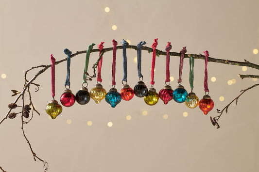 Boules de Noël en forme de goutte de rosée - Style antique - (lot de 12)