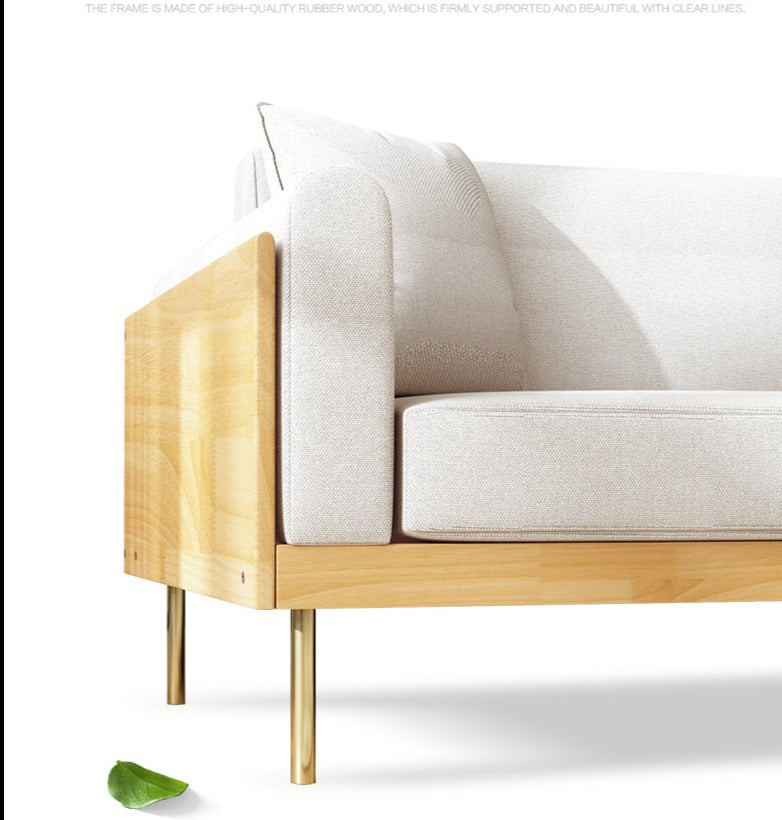 Canapé nordique simple en bois massif ELEANOR (1 à 3 places, 6 couleurs au choix)