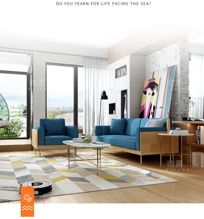 Canapé nordique simple en bois massif ELEANOR (1 à 3 places, 6 couleurs au choix)