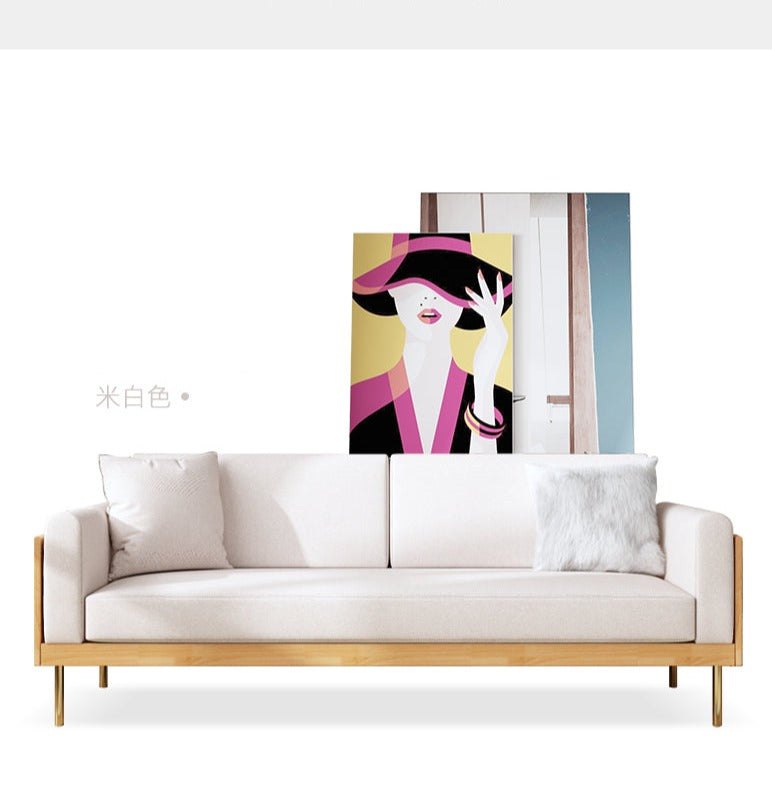 Canapé nordique simple en bois massif ELEANOR (1 à 3 places, 6 couleurs au choix)