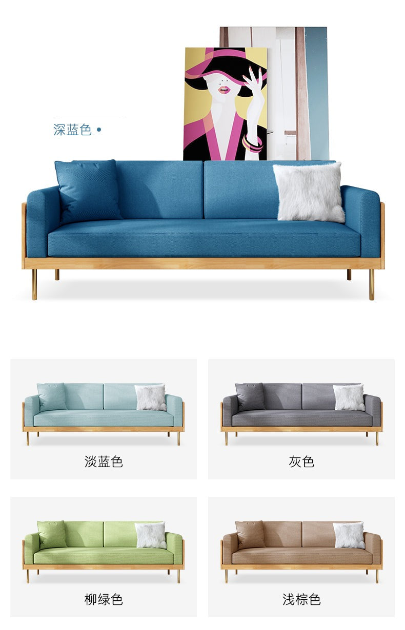 Canapé nordique simple en bois massif ELEANOR (1 à 3 places, 6 couleurs au choix)