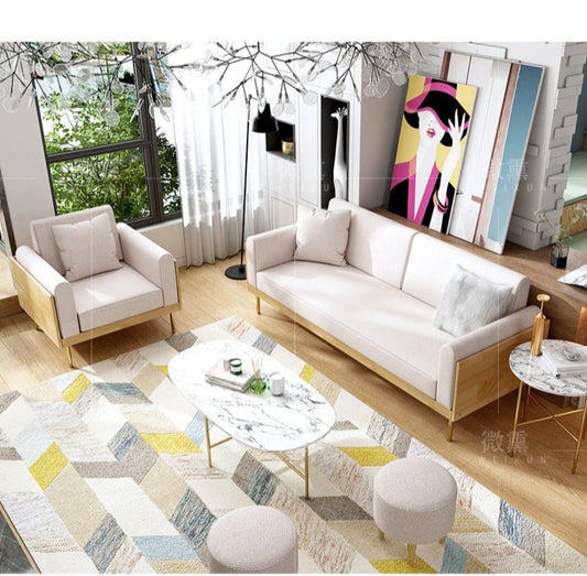 Canapé nordique simple en bois massif ELEANOR (1 à 3 places, 6 couleurs au choix)