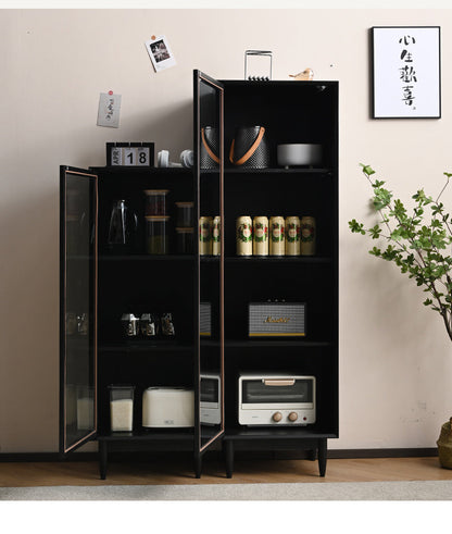 ELLE SWEDEN Bibliothèque en verre et bois massif (4 couleurs, 2 tailles) 