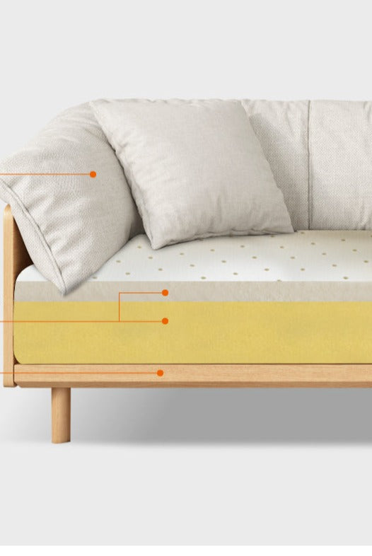 Canapé scandinave ELLIE de style nordique japonais, structure entièrement en bois, de 90 à 260 cm (1, 2 ou 3 places, choix de 6 tailles, 5 couleurs)