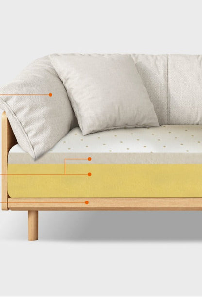 Canapé scandinave ELLIE de style nordique japonais, structure entièrement en bois, de 90 à 260 cm (1, 2 ou 3 places, choix de 6 tailles, 5 couleurs)