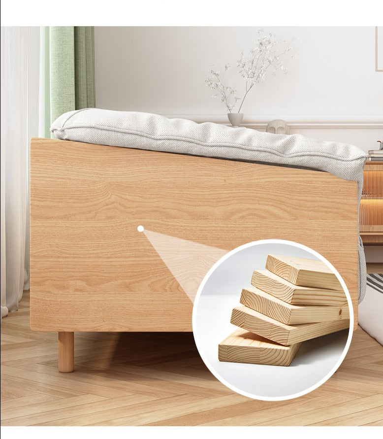 Canapé scandinave ELLIE de style nordique japonais, structure entièrement en bois, de 90 à 260 cm (1, 2 ou 3 places, choix de 6 tailles, 5 couleurs)