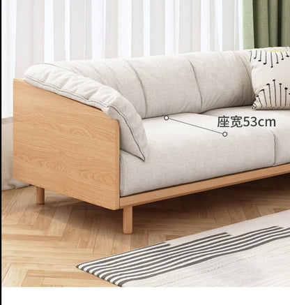 Canapé scandinave ELLIE de style nordique japonais, structure entièrement en bois, de 90 à 260 cm (1, 2 ou 3 places, choix de 6 tailles, 5 couleurs)
