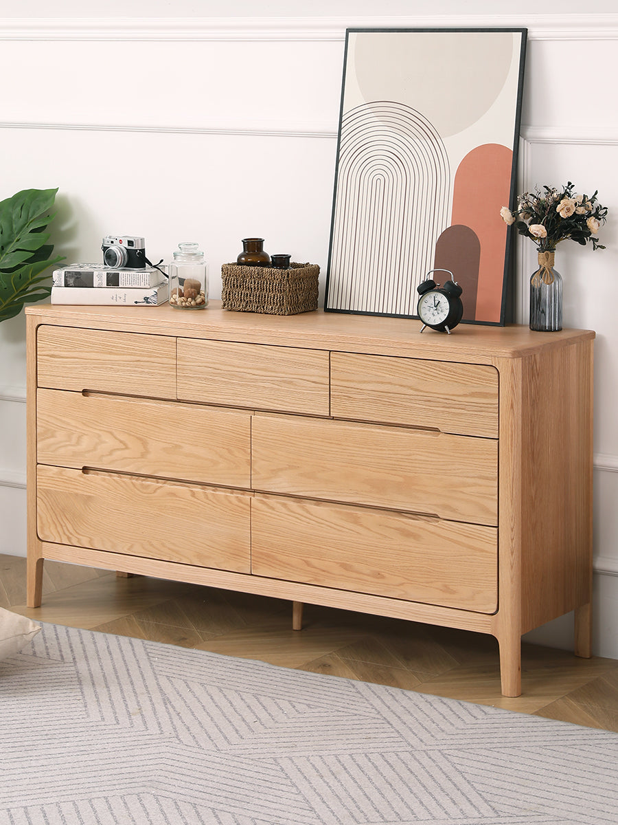 Commode en bois massif EMERSYN HYATT en chêne rouge d'Amérique du Nord (2 couleurs, 6 tailles) 