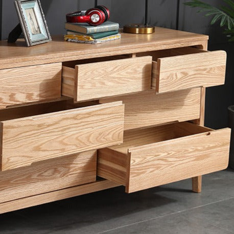 Commode en bois massif EMERSYN HYATT en chêne rouge d'Amérique du Nord (2 couleurs, 6 tailles) 