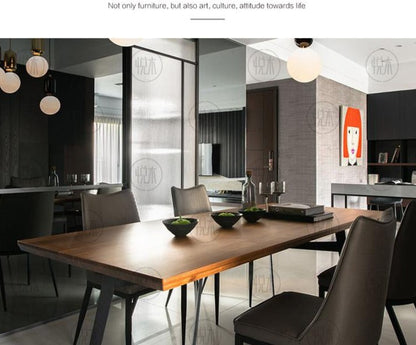 Table à manger EMMETT en bois massif de style nordique rétro