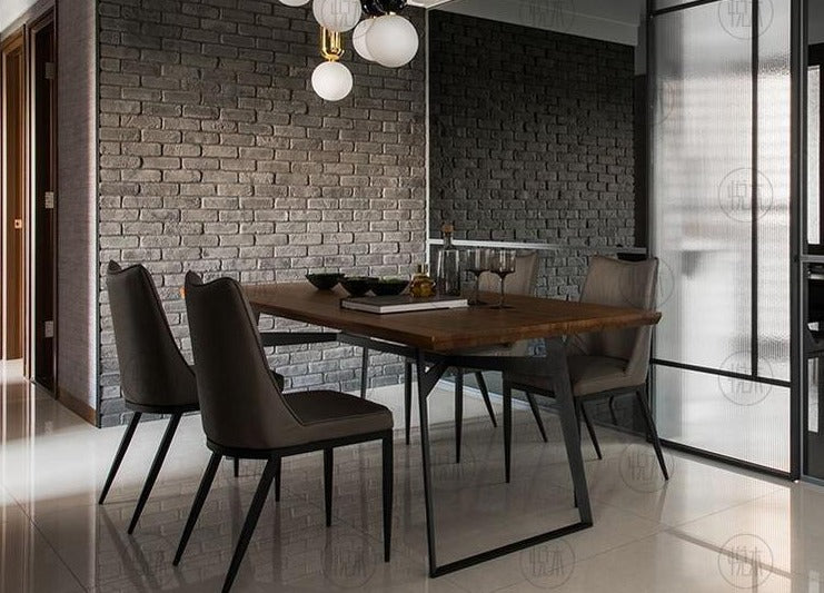 Table à manger EMMETT en bois massif de style nordique rétro