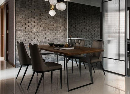 Table à manger EMMETT en bois massif de style nordique rétro