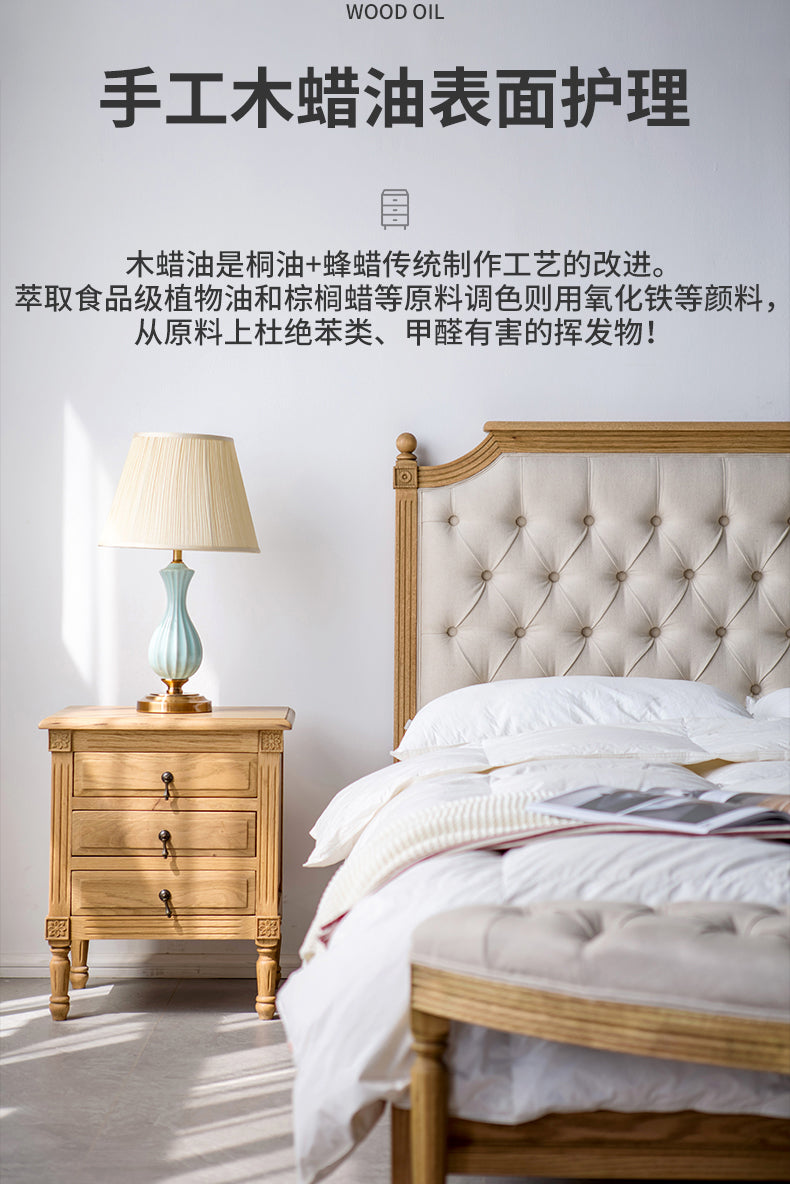 Table de chevet EZEKIEL de style campagnard américain français, 3 tiroirs (3 couleurs au choix) 