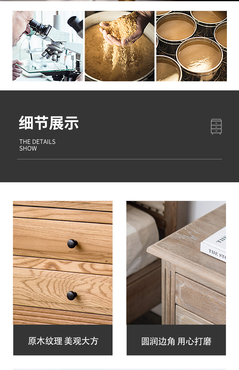 Table de chevet EZEKIEL de style campagnard américain français, 3 tiroirs (3 couleurs au choix) 