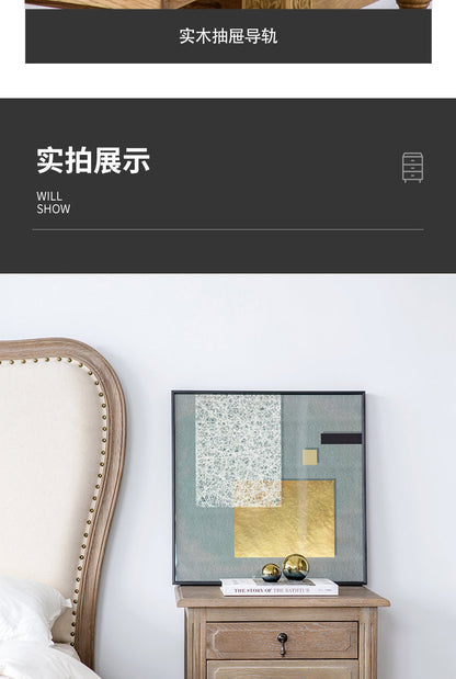 Table de chevet EZEKIEL de style campagnard américain français, 3 tiroirs (3 couleurs au choix) 