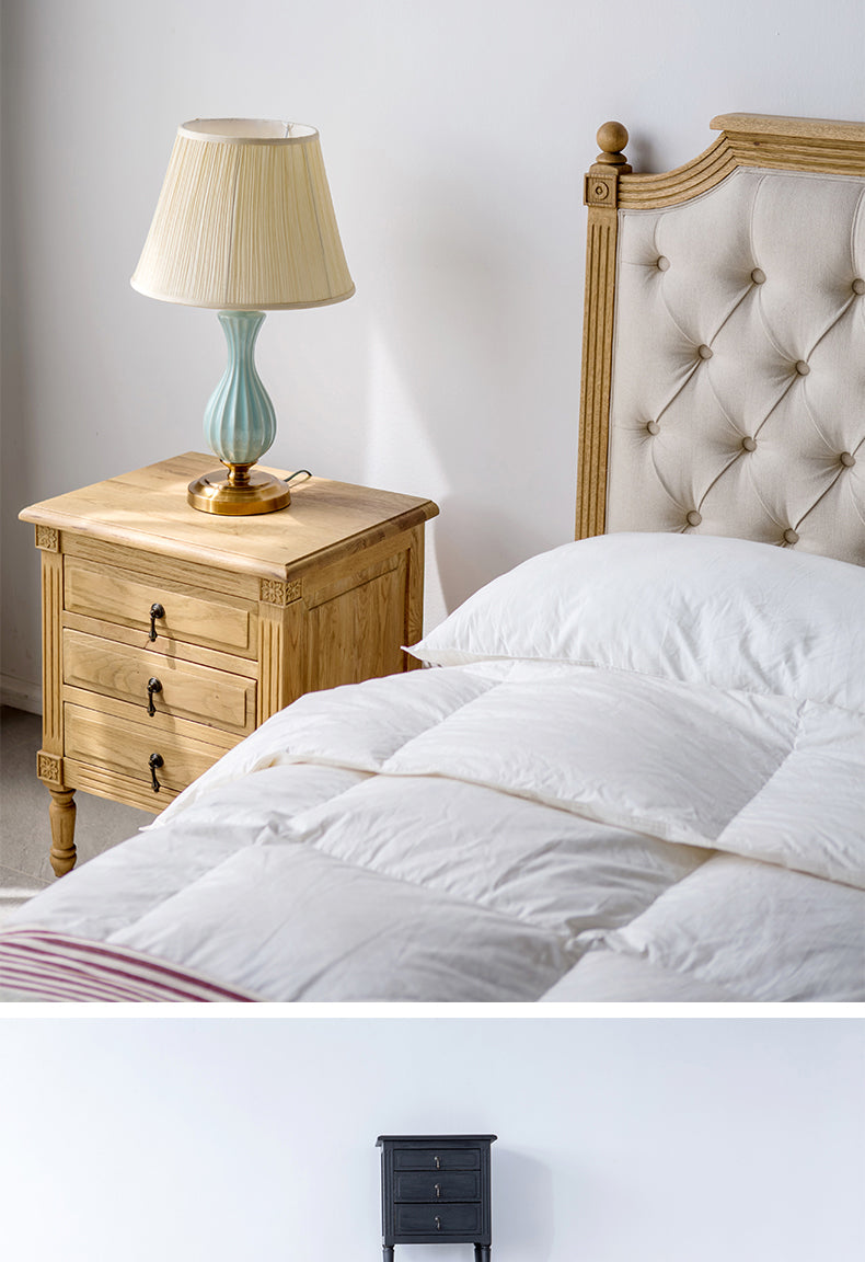 Table de chevet EZEKIEL de style campagnard américain français, 3 tiroirs (3 couleurs au choix) 