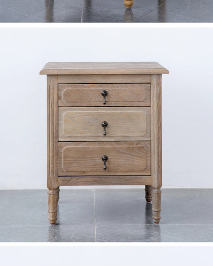 Table de chevet EZEKIEL de style campagnard américain français, 3 tiroirs (3 couleurs au choix) 