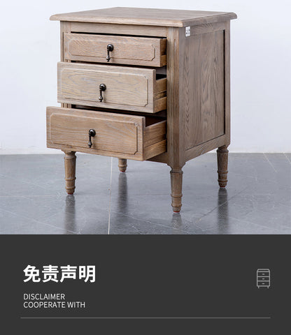 Table de chevet EZEKIEL de style campagnard américain français, 3 tiroirs (3 couleurs au choix) 