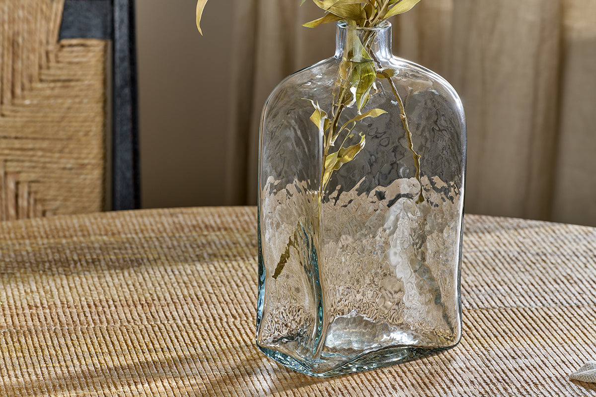 Vase bouteille en verre recyclé Ellam - Transparent
