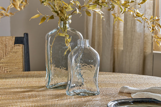 Vase bouteille en verre recyclé Ellam - Transparent