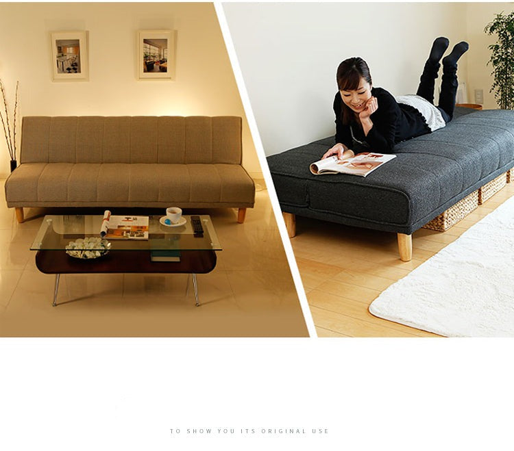 Canapé scandinave japonais EVANGELINE RITZ en bois massif nordique (6 couleurs)